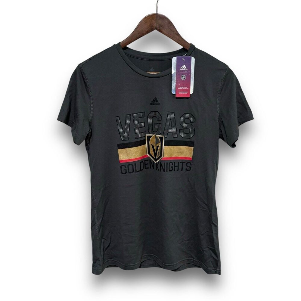 NWT Adidas Women's ClimaLITE Vegas Golden Knights NHL T-Shirt Gray Sz M 18x26
